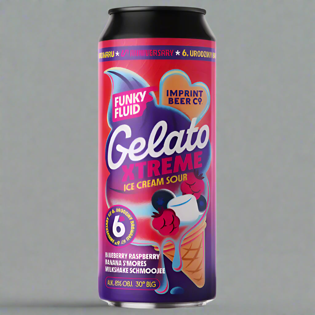 "Blik Gelato XTREME Blueberry Raspberry Banana S’mores Smoothie-bier van Funky Fluid"