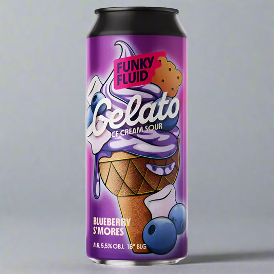 "Blik Gelato Blueberry S’mores Smoothie-bier van Funky Fluid"