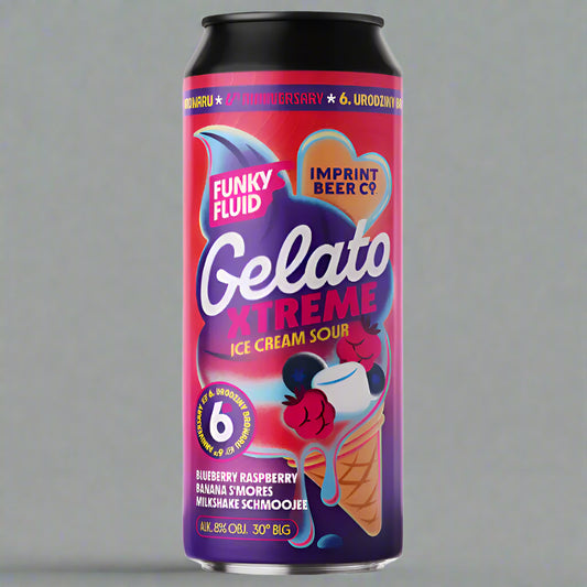 "Blik Gelato XTREME Blueberry Raspberry Banana S’mores Smoothie-bier van Funky Fluid"