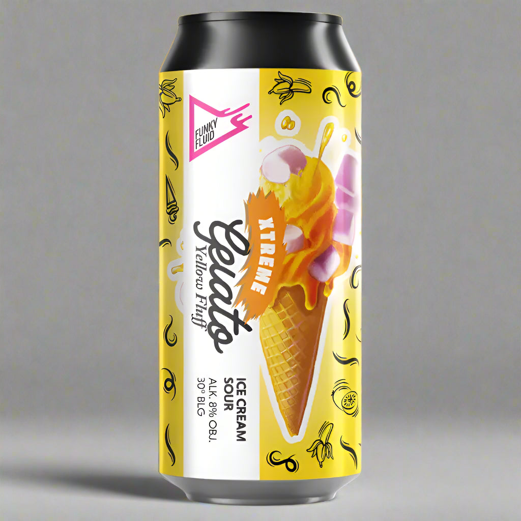 "Blik Gelato XTREME: Yellow Fluff Smoothie-bier van Funky Fluid"
